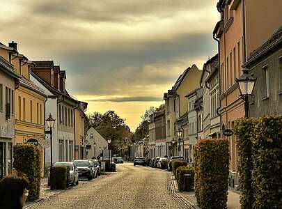 Straßenzug in der Zossener Altstadt