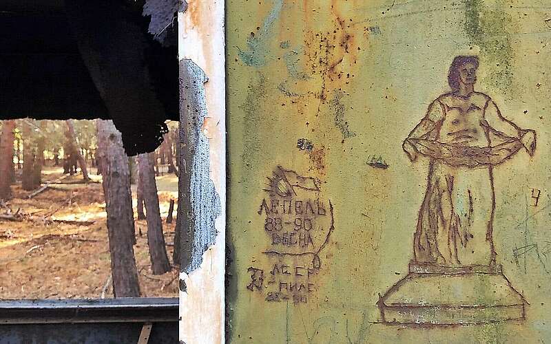 Gravur russischer Soldaten in Glau