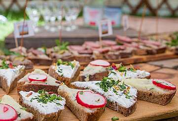 Schnittchen beim Bloggercamp in Glashütte