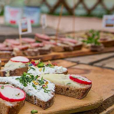 Schnittchen beim Bloggercamp in Glashütte